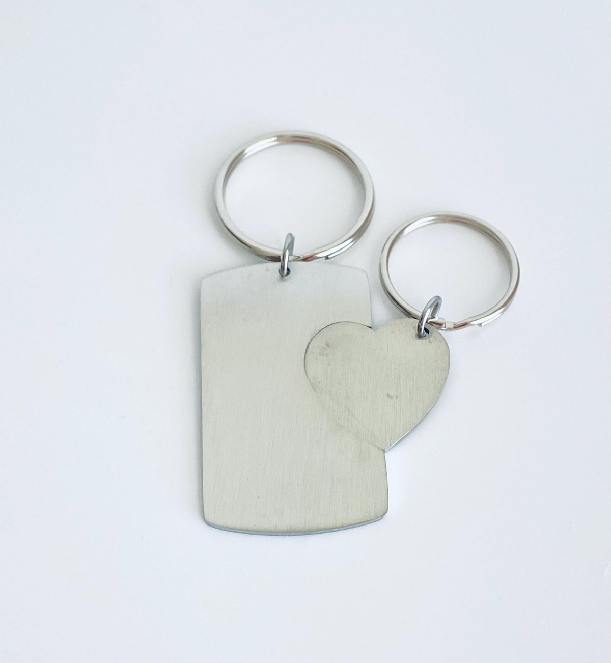 Personalized Stainless Steel Dog Tag & Heart Tag Keychain Set