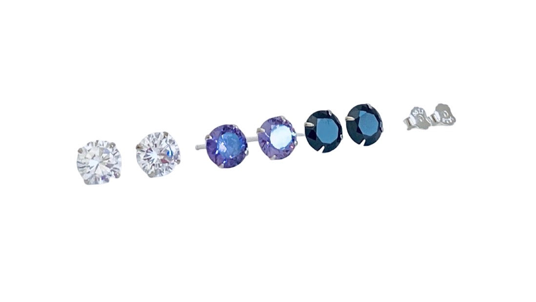 Sterling Silver Crystal Stud Earrings