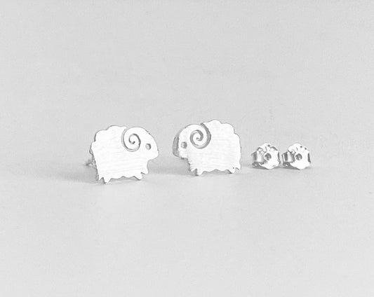 Sterling Silver Sheep Stud Earrings • Cute Farm Animal Studs, Dainty Animal Jewelry Gift