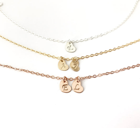 Personalized Initial Heart Charm Bracelet • Sterling Silver, Gold Filled & Rose Gold