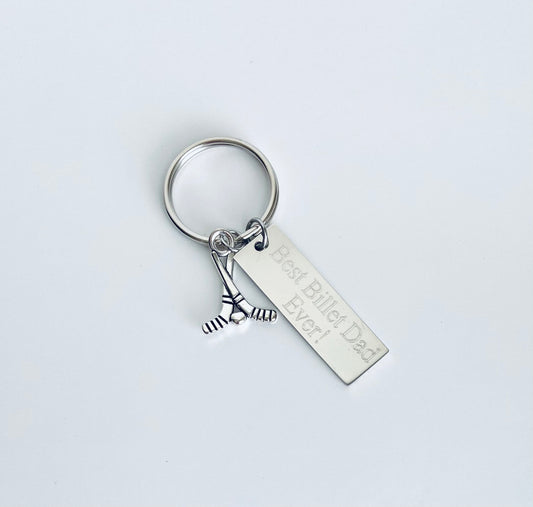 Personalized Ice Hockey Key Chain • Custom Engraved Hockey Gift