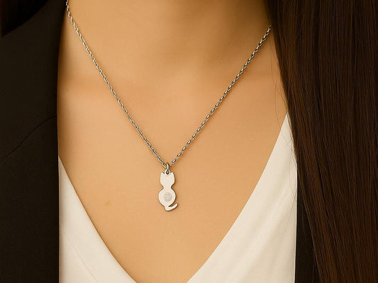 Personalized Stainless Steel Cat Necklace