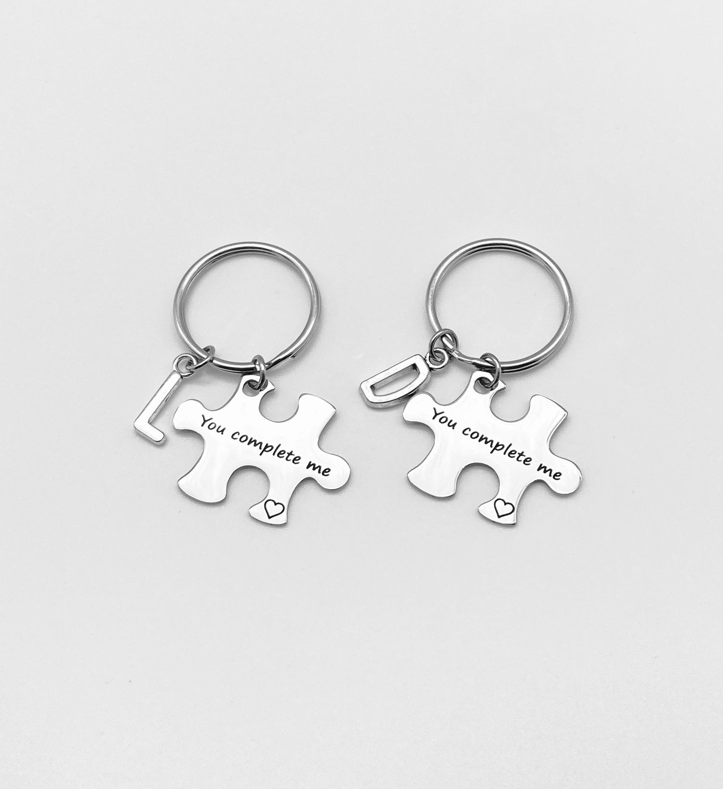 Personalized “You Complete Me” Puzzle Key Chain with Initial • Romantic Puzzle Piece Keychain Gift