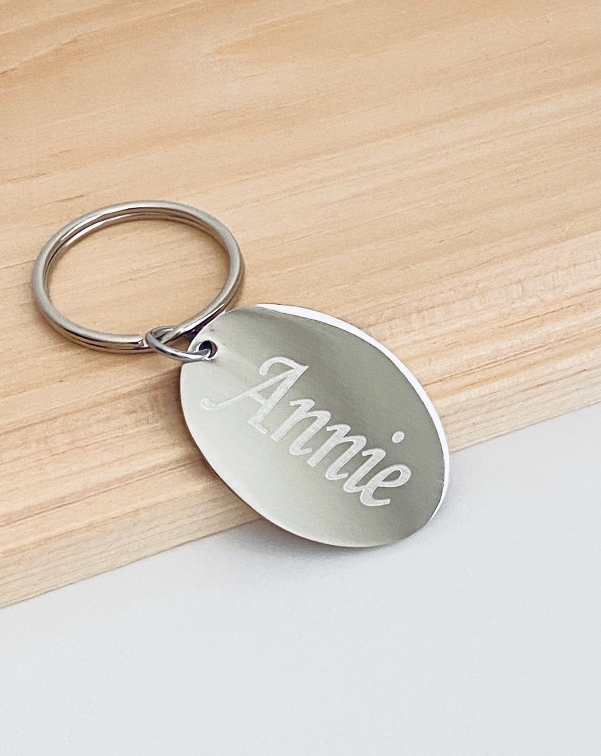 Personalized Stainless Steel Oval Keychain