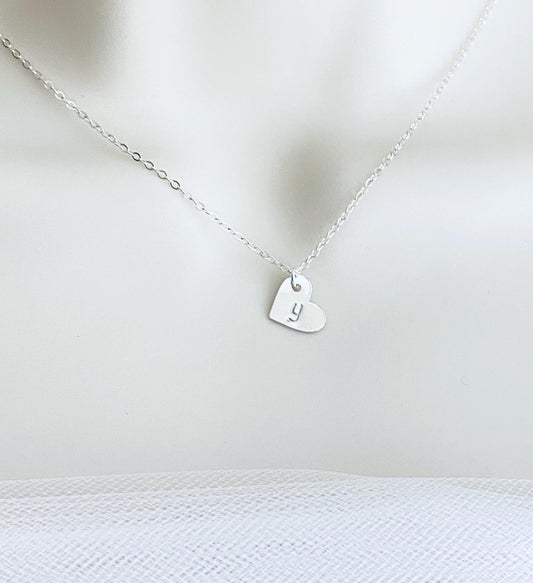 Personalized Sterling Silver Necklace with Sideways Heart Charm • Custom Engraved Name Necklace
