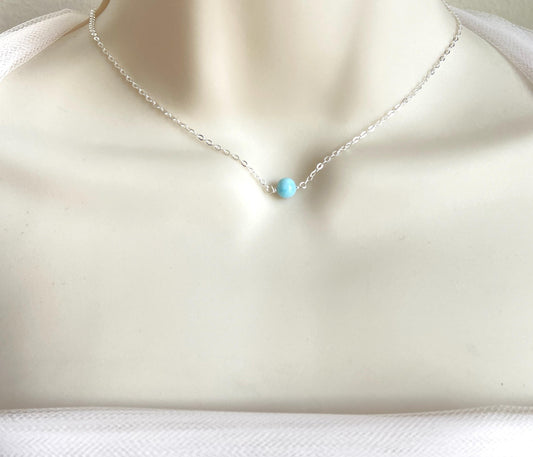 Blue Larimar Necklace in Sterling Silver or Gold Filled