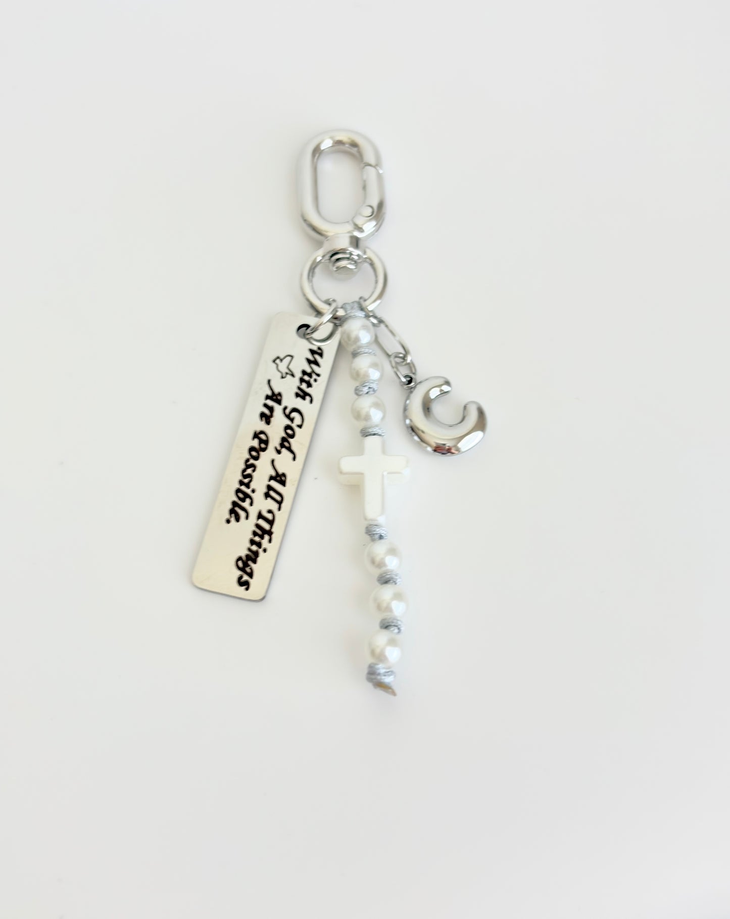 Personalized “With God All Things Possible” Bag Charm