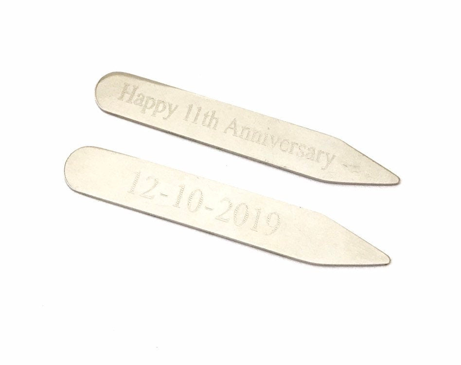 Personalized Stainless Steel Collar Stays • Gift for Him
