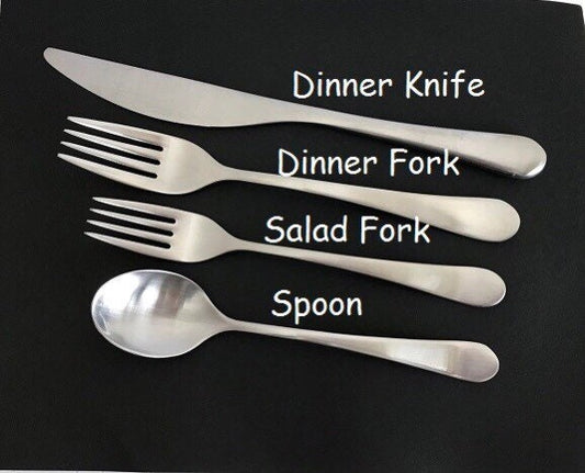 Personalized Stainless Steel Matte Flatware Gift Set • Custom Engraved Knife, fork and spoon