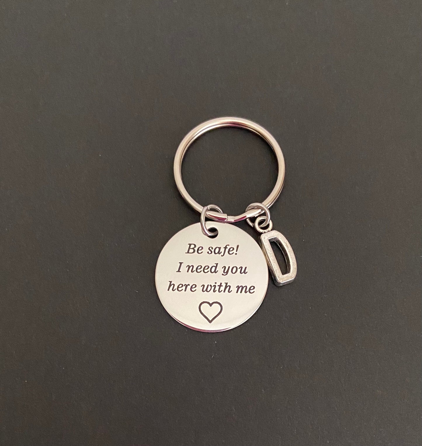 "Be Safe" Personalized Initial Key Chain