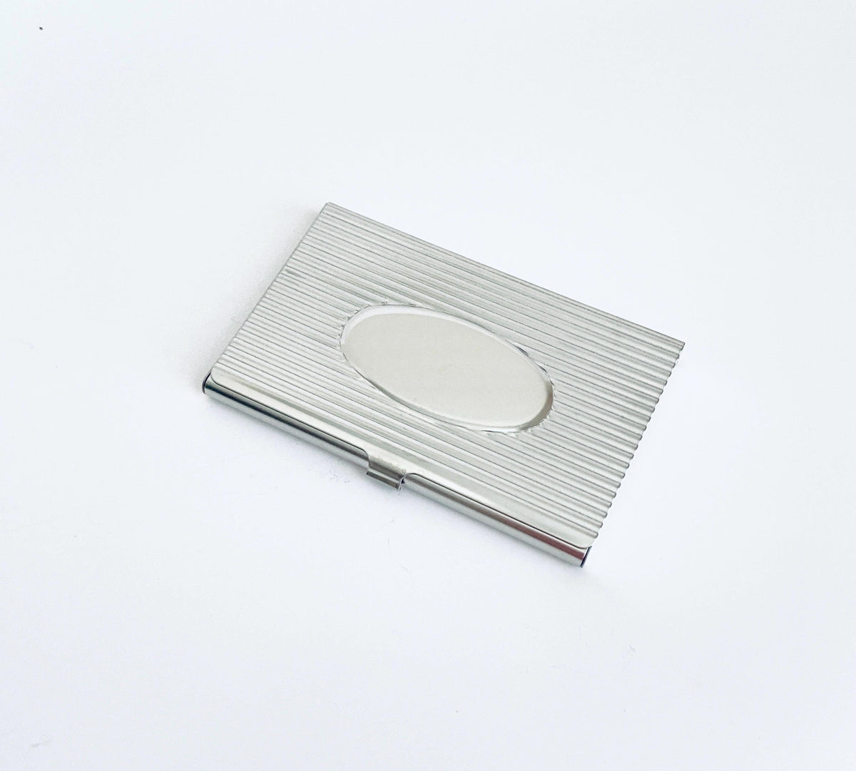 Personalized Metal Business Card Holder with Oval Center
