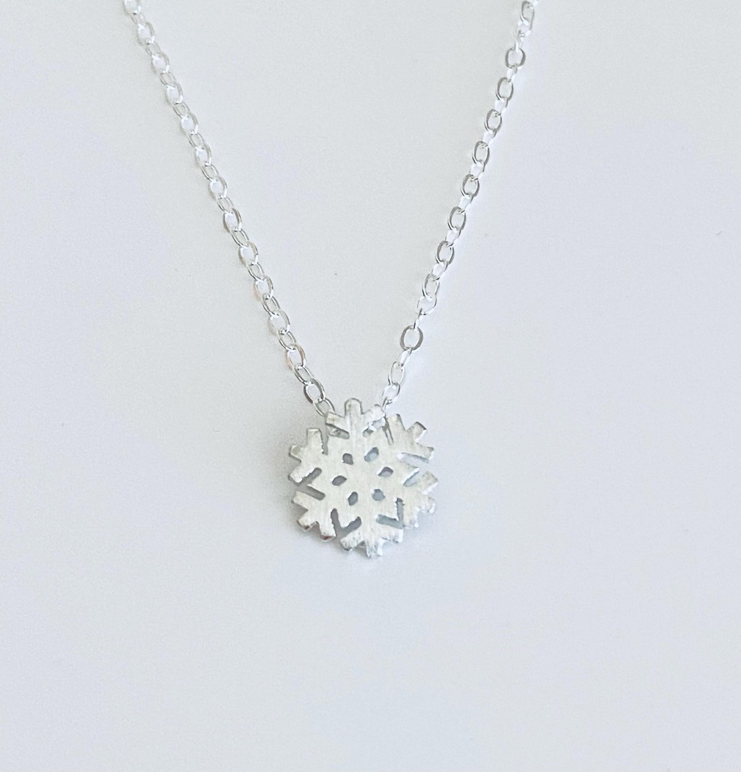 Sterling Silver Snowflake Pendant Necklace • 925 Silver Winter Holiday Necklace