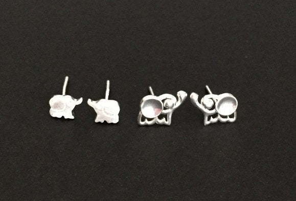 Sterling Silver Elephant Stud Earrings