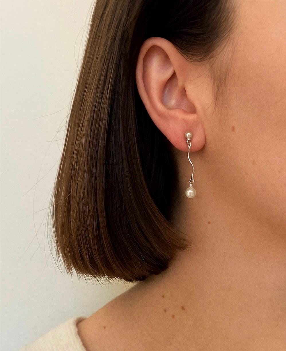 Sterling Silver Dangle Freshwater Pearl Earrings