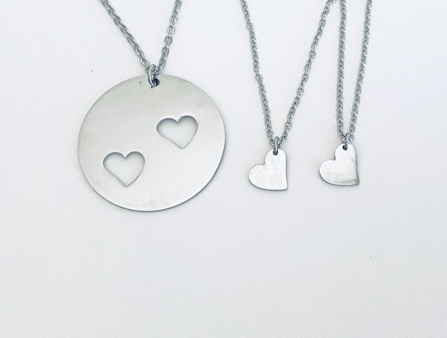 Stainless Steel Mother & 2 Daughters Necklace Set – Matching Family Necklace Set