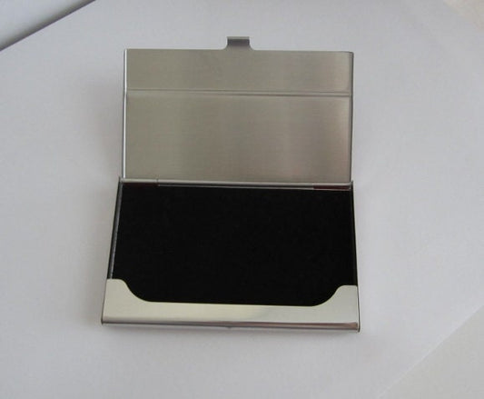 Personalized Faux Leather Business Card Holder • Custom Engraved Leatherette Card Case for Men & Women