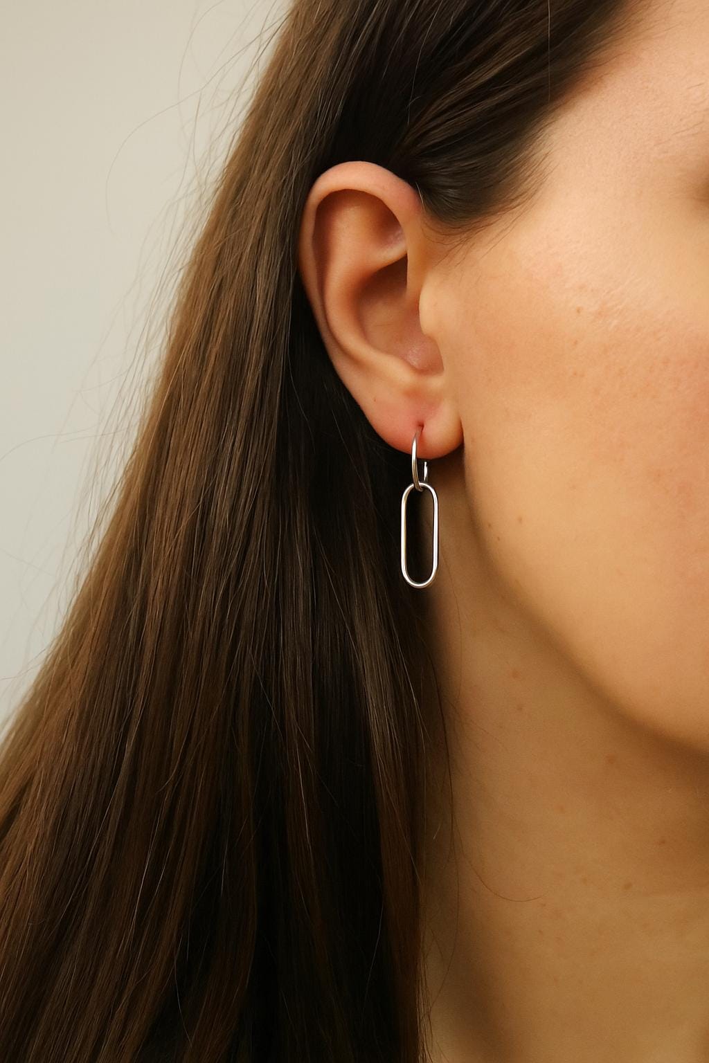 Sterling Silver Dangle Paperclip Earrings