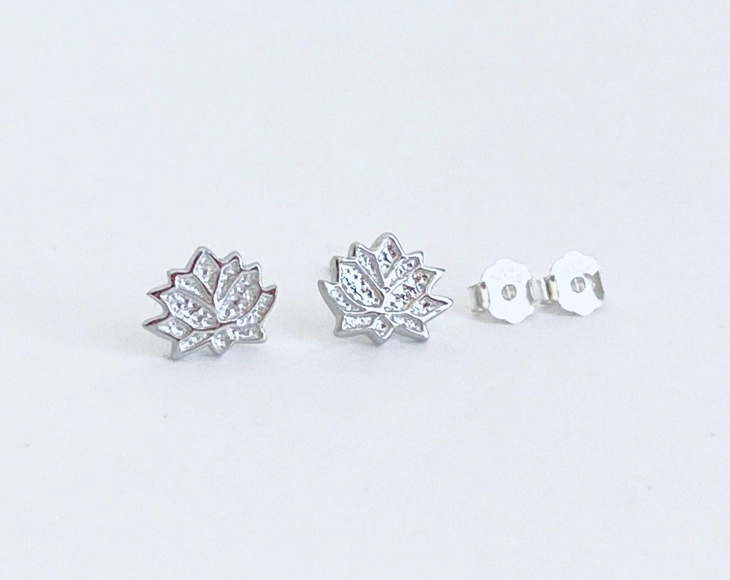 Sterling Silver Lotus Flower Stud Earrings • 925 Silver Minimalist Lotus Studs