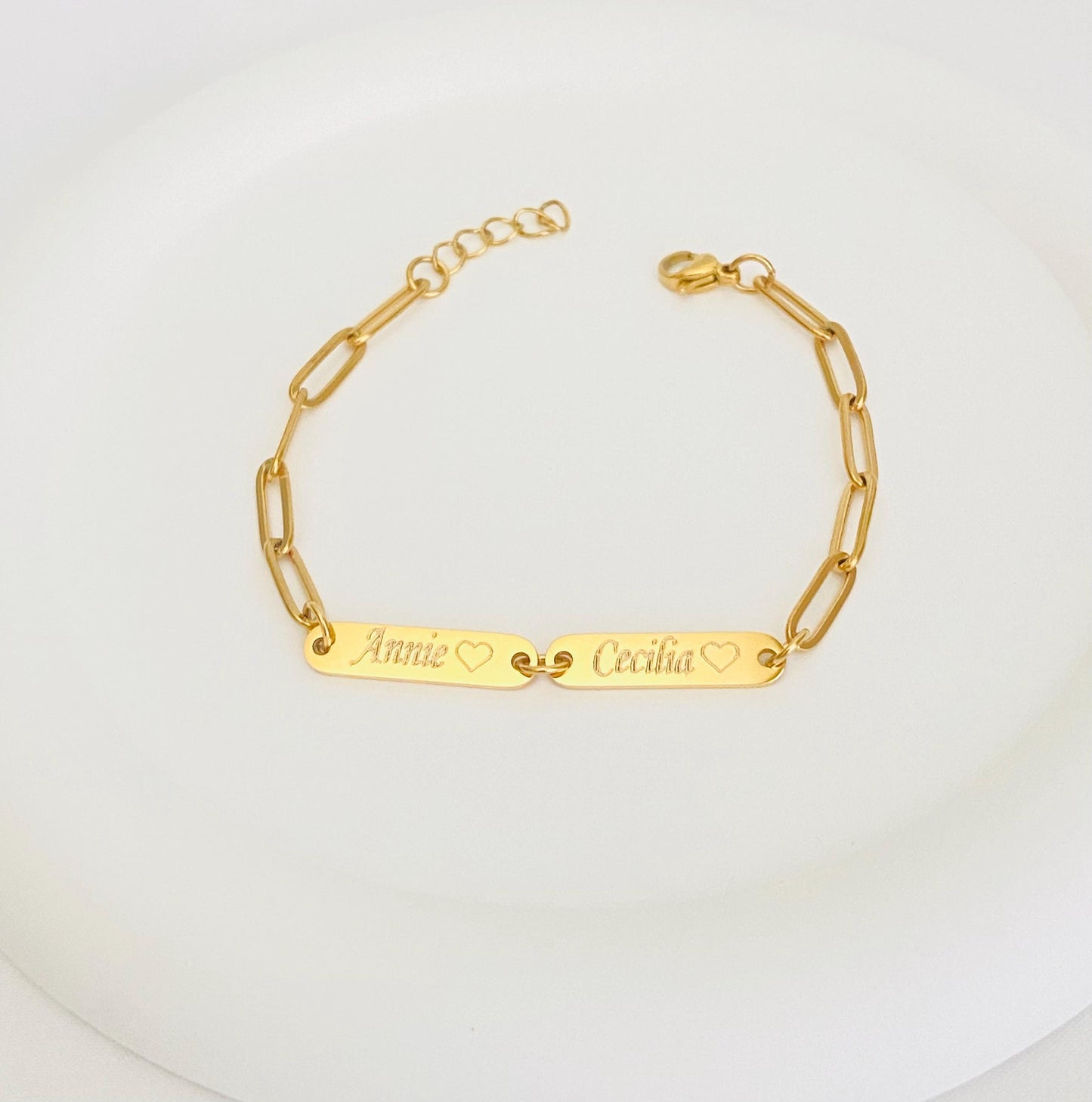 Personalized Mini Bar Bracelet • Custom Engraved Bracelet in Stainless Steel or Gold
