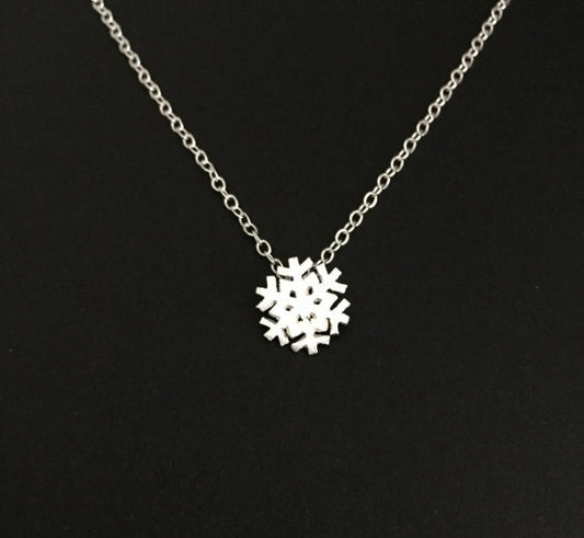Sterling Silver Snowflake Pendant Necklace • 925 Silver Winter Holiday Necklace