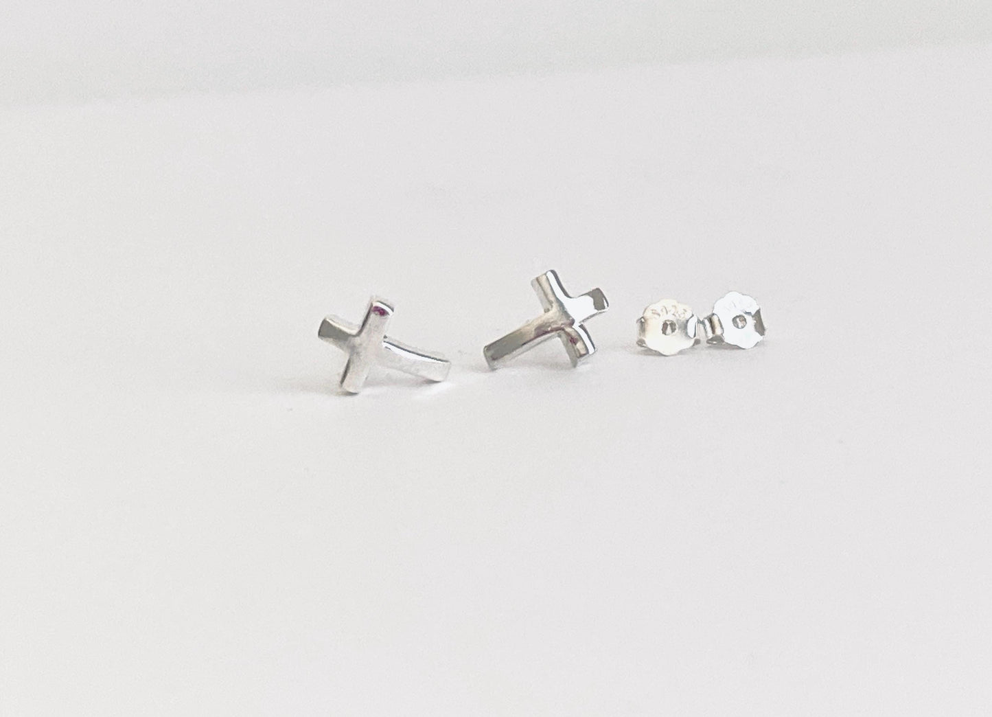 Sterling Silver Cross Stud Earrings • Classic Faith Cross Earrings