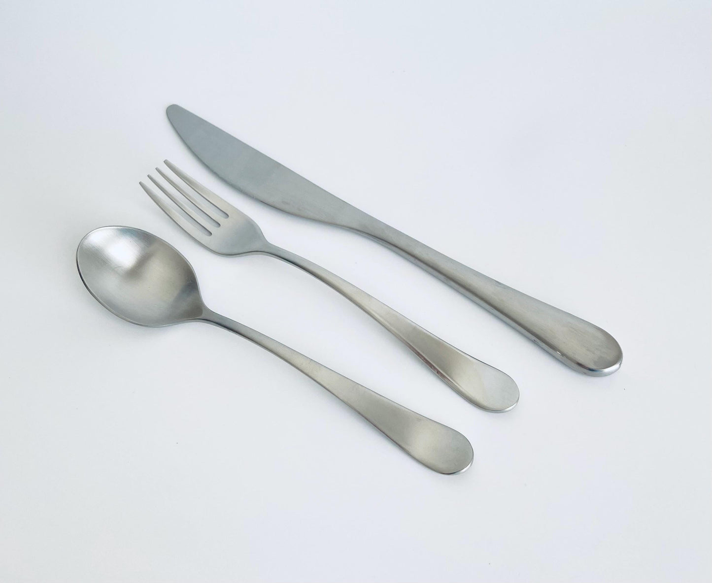 Personalized Stainless Steel Matte Flatware Gift Set • Custom Engraved Knife, fork and spoon