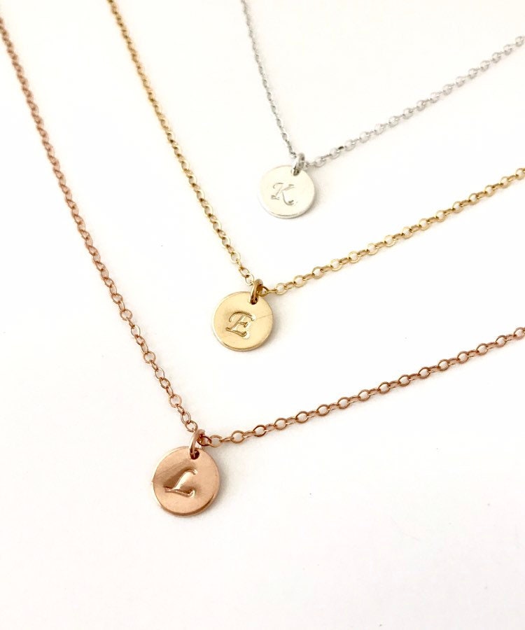 Dainty Initial Disc Necklace • Personalized Jewelry Gift for Her. Birthday. Mother’s Day Gift.