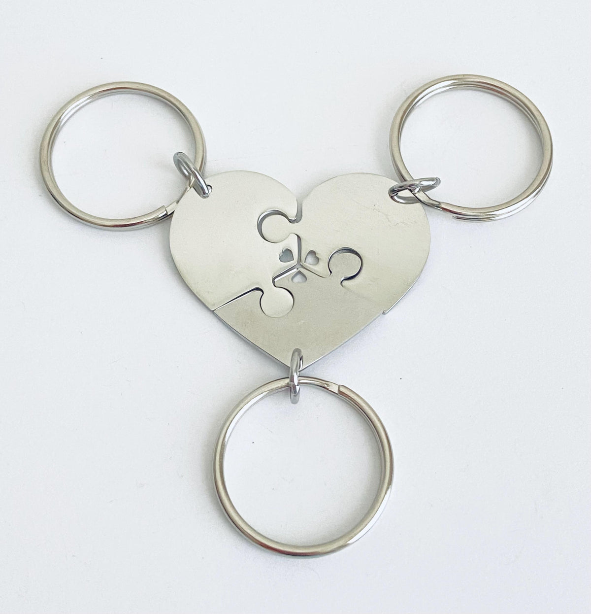 Personalized 3-Piece Puzzle Heart Keychain Set