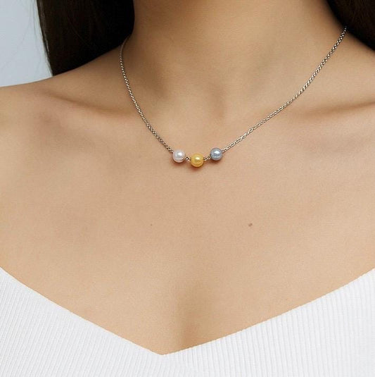 Swarovski Pearl Birthstone Necklace • Personalized Birthstone Necklace in Sterling Silver or Gold Filled