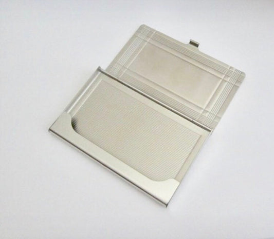 Personalized Stainless Steel Business Card Holder with Border • Custom Engraved Metal Card Case Professional Gift