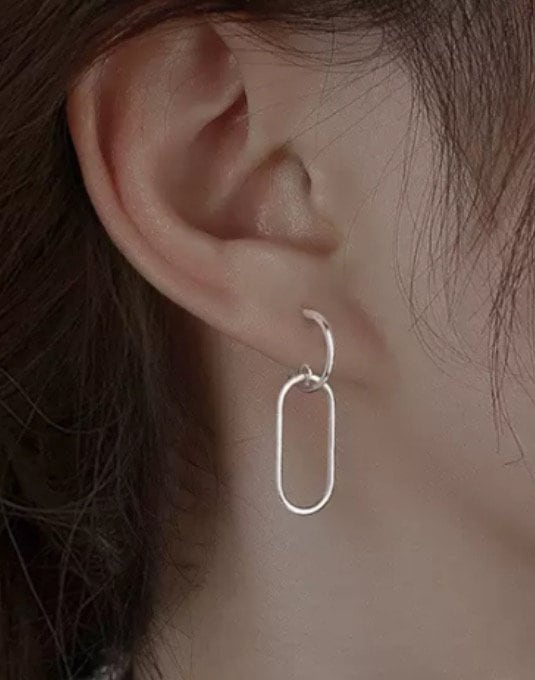Sterling Silver Paperclip Dangle Earrings • Modern Minimalist Drop Earrings