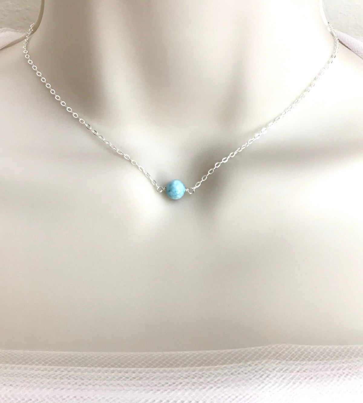 Blue Larimar Necklace • Sterling Silver & Gold Filled