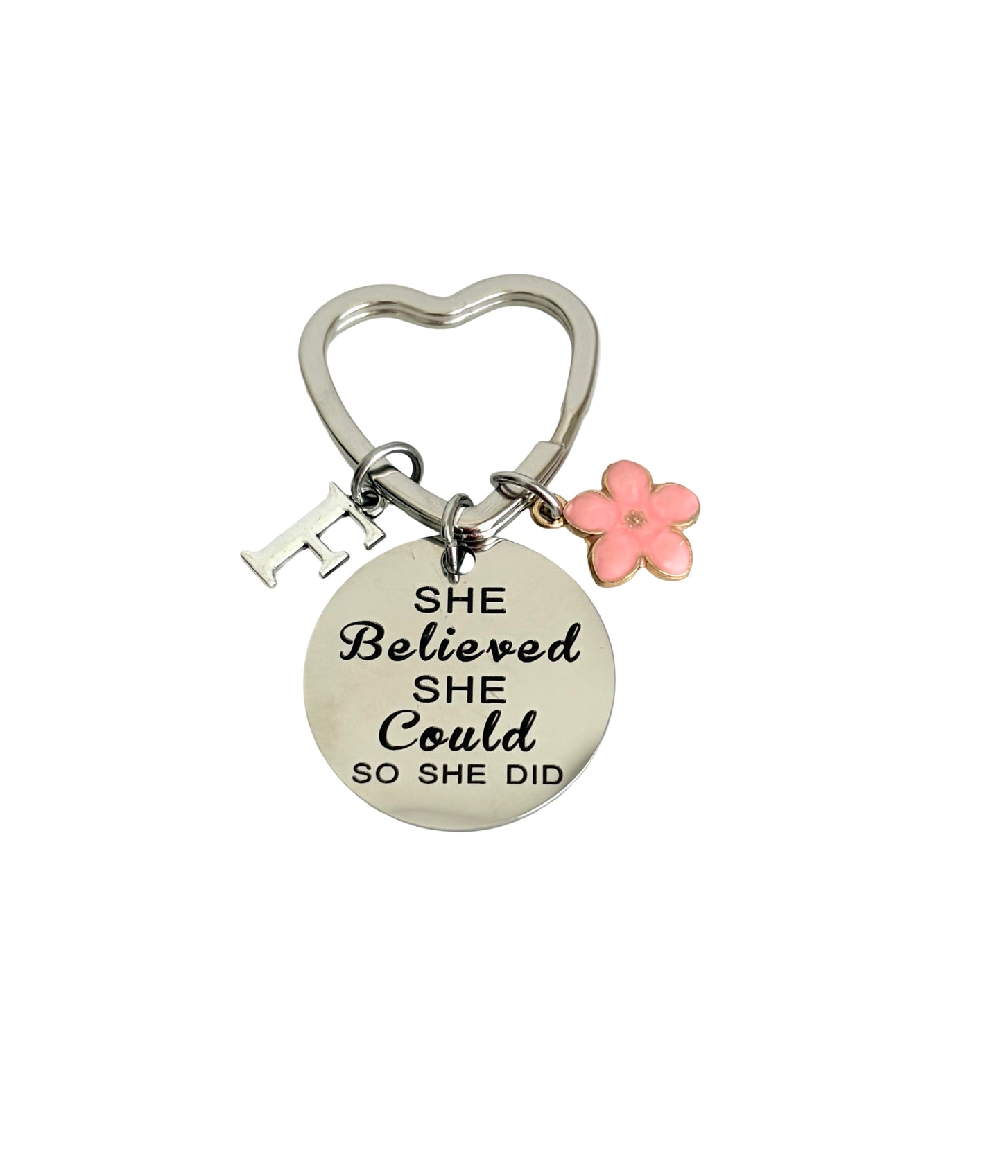 Personalized “She Believes She Could So She Did” Keychain – Inspirational Gift for Her