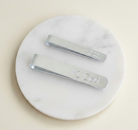 Personalized Hand Formed Aluminum Tie Clip • Skinny or Regular Size