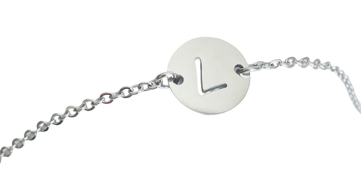 Personalized Initial Bracelet • Stainless Steel & Gold over Stainless Steel