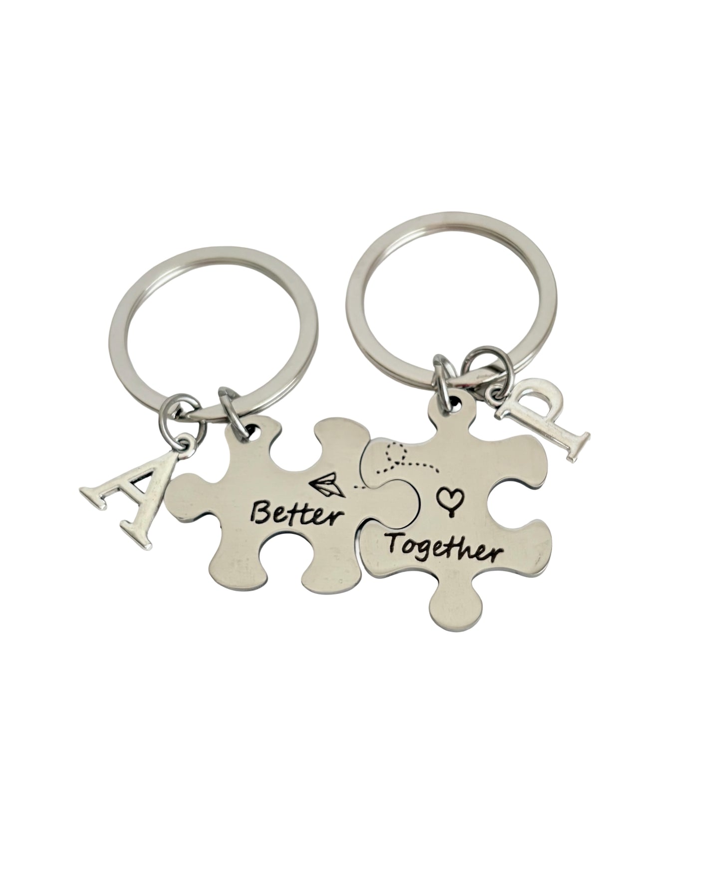 Personalized Puzzle Piece Keychain Set • Better Together Forever Matching Couple Key Chains
