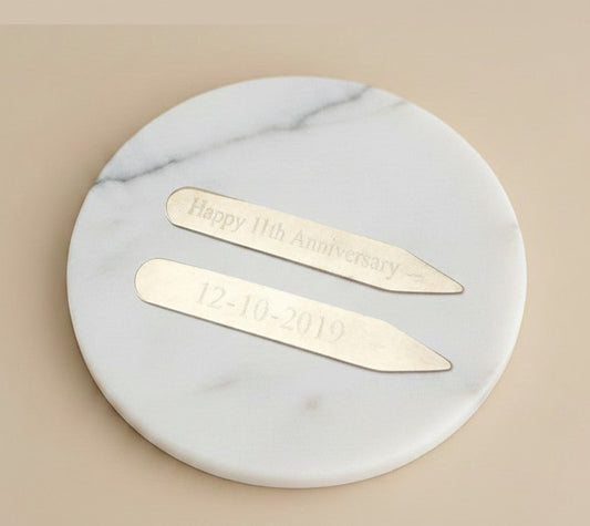 Personalized Stainless Steel Collar Stays • Gift for Him