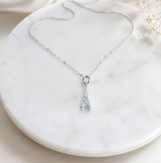 Sterling Silver Eiffel Tower Pendant Necklace