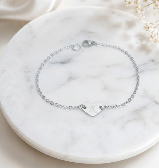 Personalized Initial Heart Bracelet • Stainless Steel, Gold over Stainless Steel