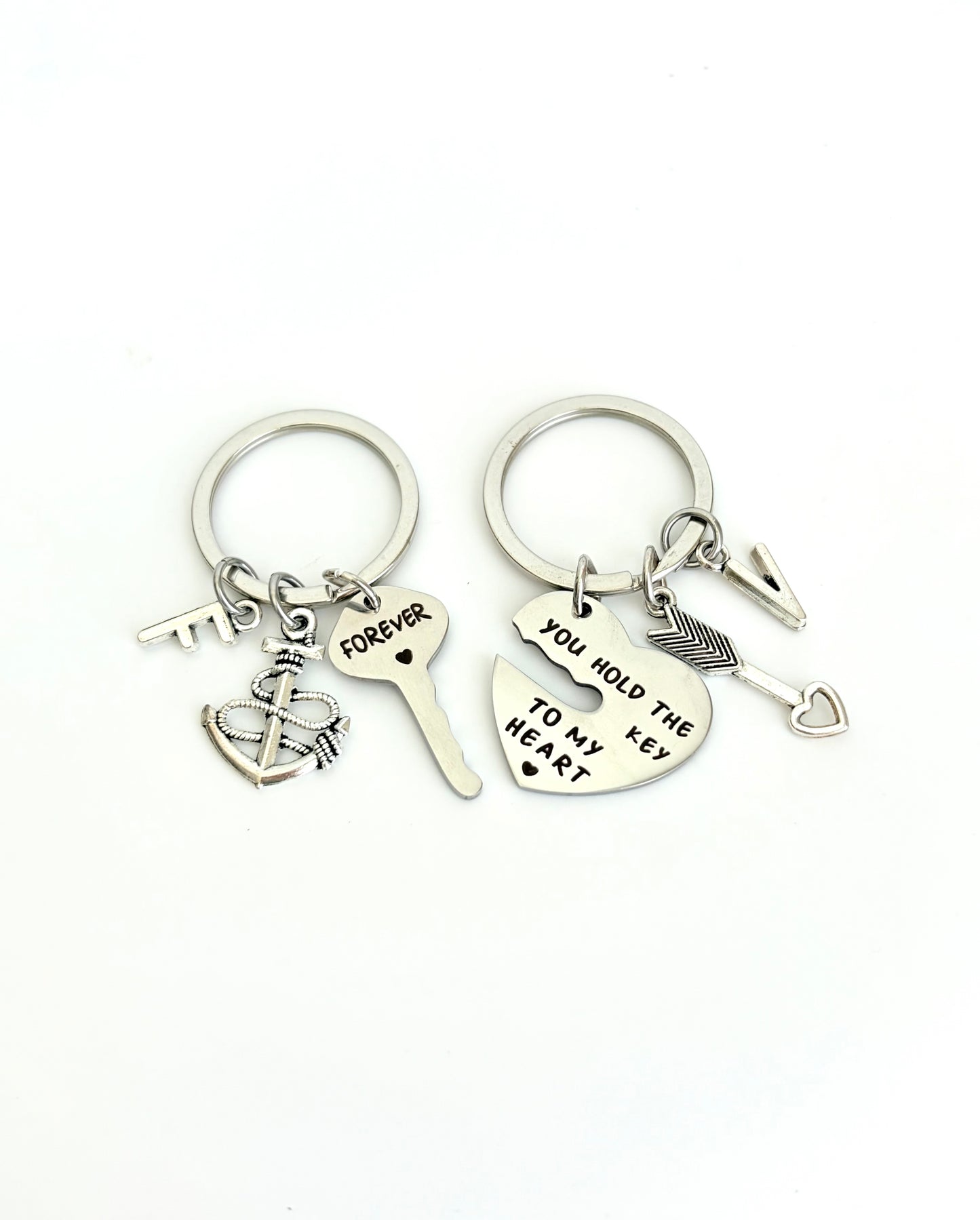 Personalized Stainless Steel Couple Keychain Set • Romantic Gift for Couples