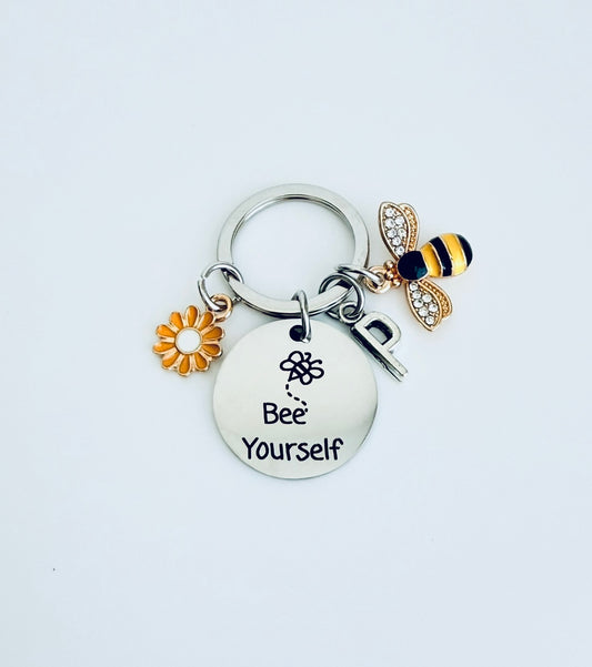 Personalized Stainless Steel “Be Yourself” Keychain • Inspirational Gift • Motivational Gift