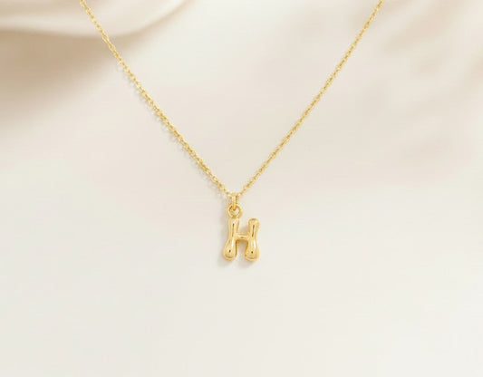 Personalized Small Gold Bubble Initial Necklace