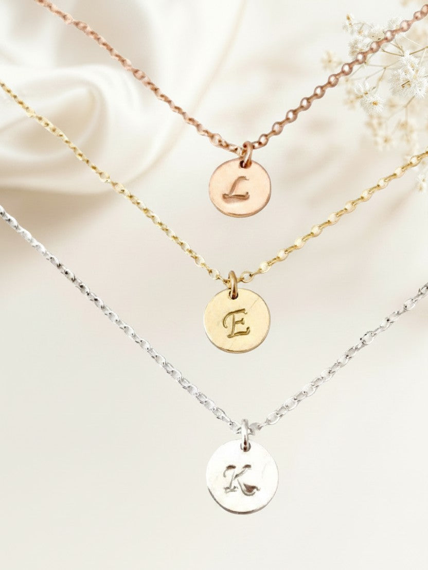 Personalized Initial Necklace • Sterling Silver, Gold Filled & Rose Gold