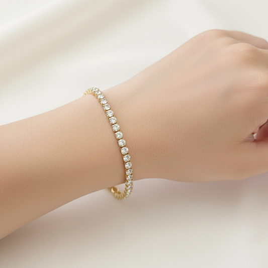 Stainless Steel Tennis Bracelet with Sparkling Cubic Zirconia • Classic CZ Link Bracelet