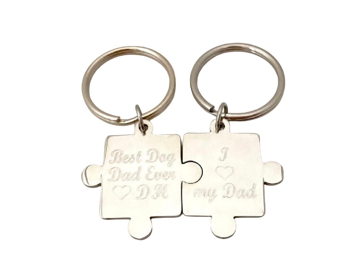 Personalized Stainless Steel Puzzle Keychain Set