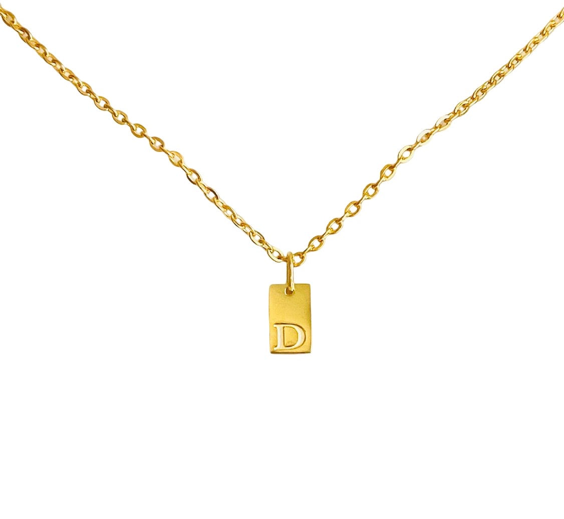 Personalized Mini Initial Necklace • Stainless Steel & Gold over Stainless Steel