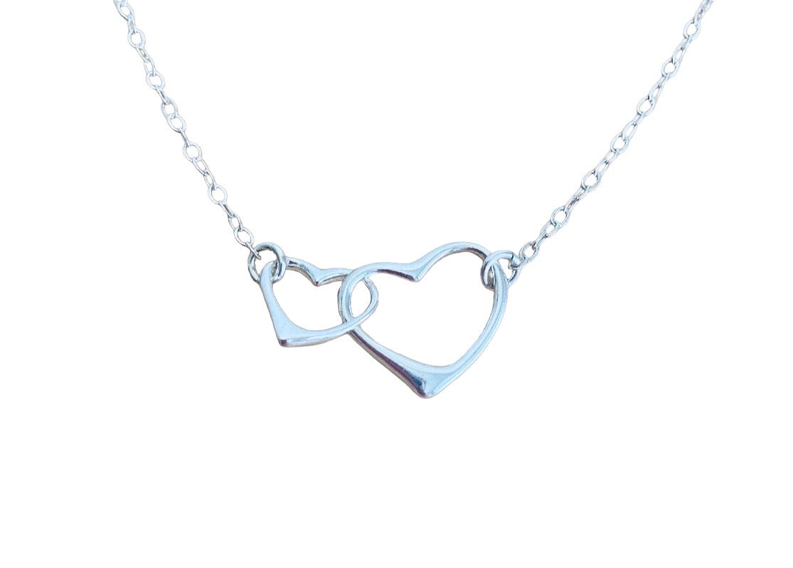 Sterling Silver Interlocking Heart Pendant Necklace
