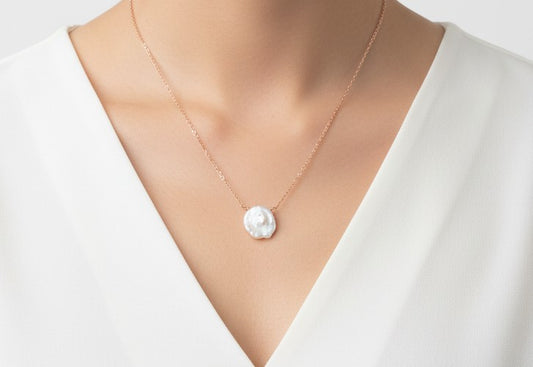 Keshi Pearl Necklace • Sterling Silver & Gold Filled