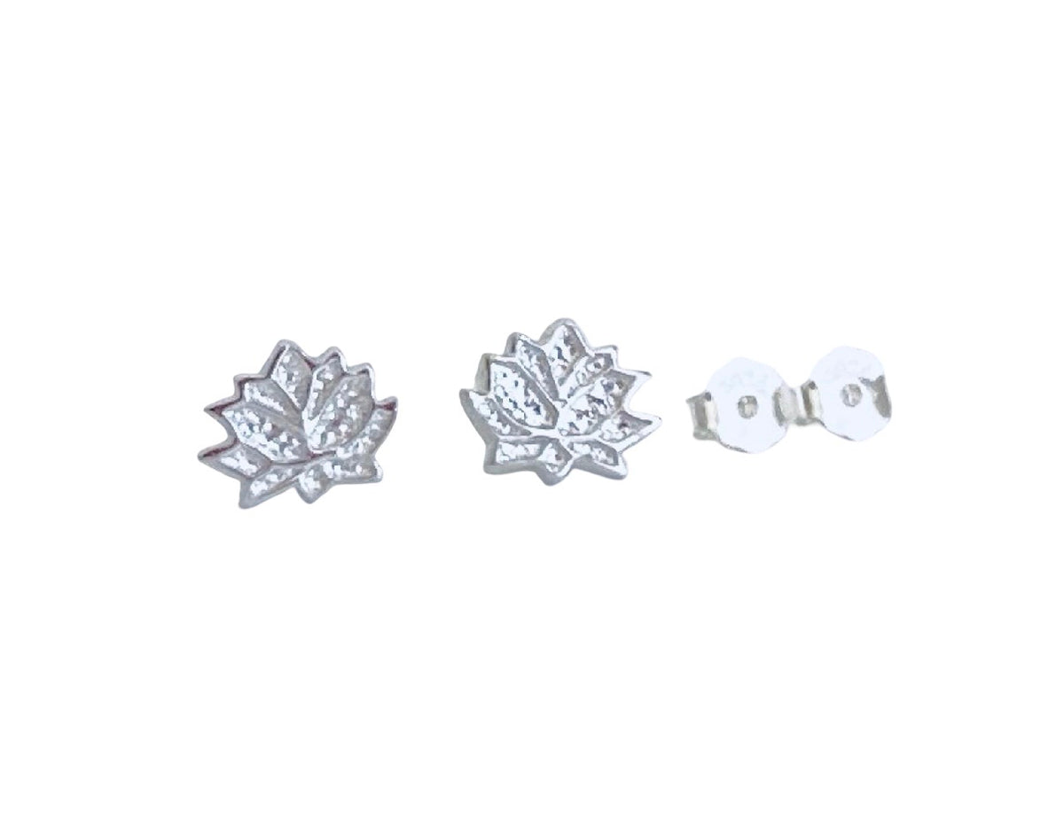 Sterling Silver Lotus Flower Stud Earrings