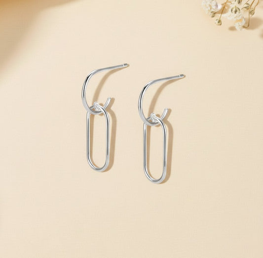 Sterling Silver Dangle Paperclip Earrings